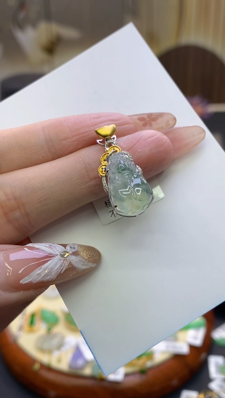 【闪购商品】翡翠颈饰18K金镶嵌净货12336