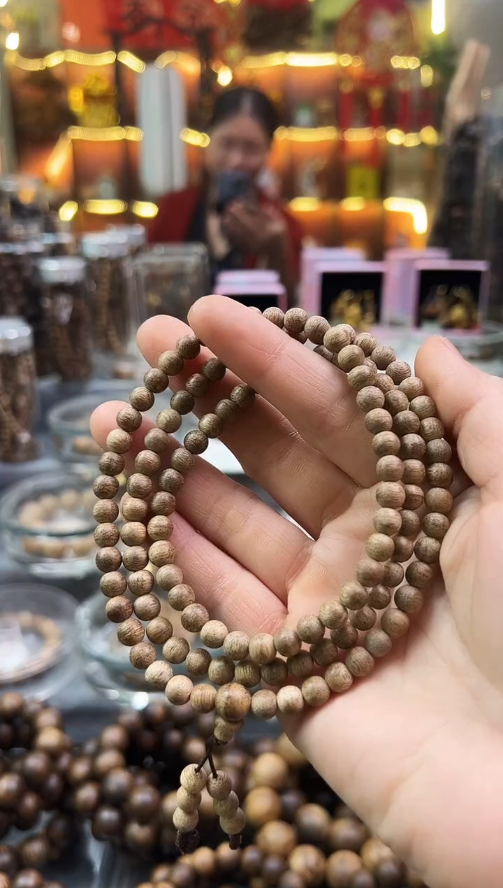 沉香手串海南白木香水阁料圆珠多圈