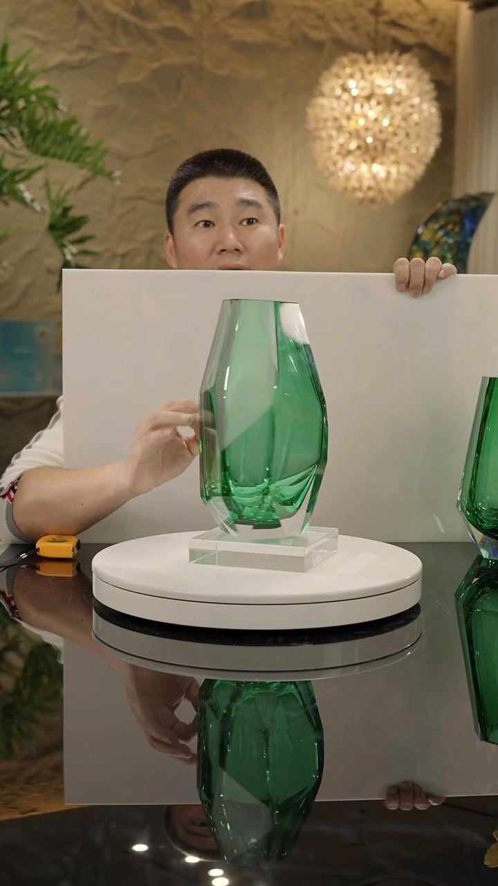 【闪购商品】摆件福利绿色切面花瓶