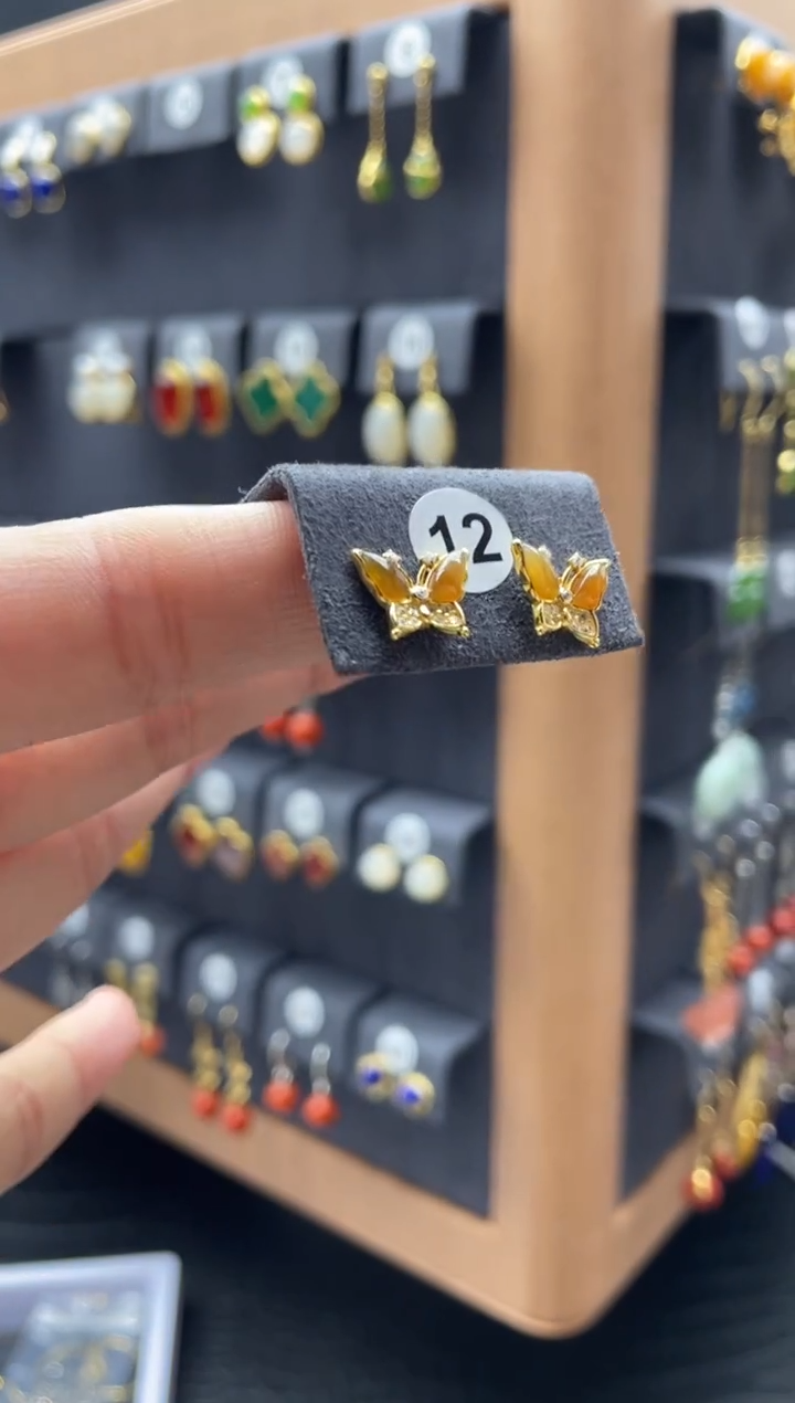 【闪购商品】和田玉耳饰银S925镶嵌0012