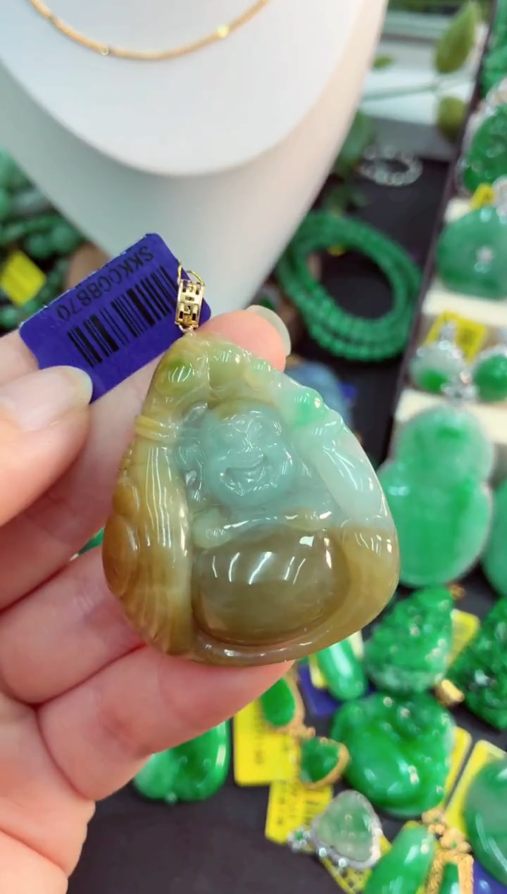 吊坠(不含链)18K金镶嵌翡翠挂件