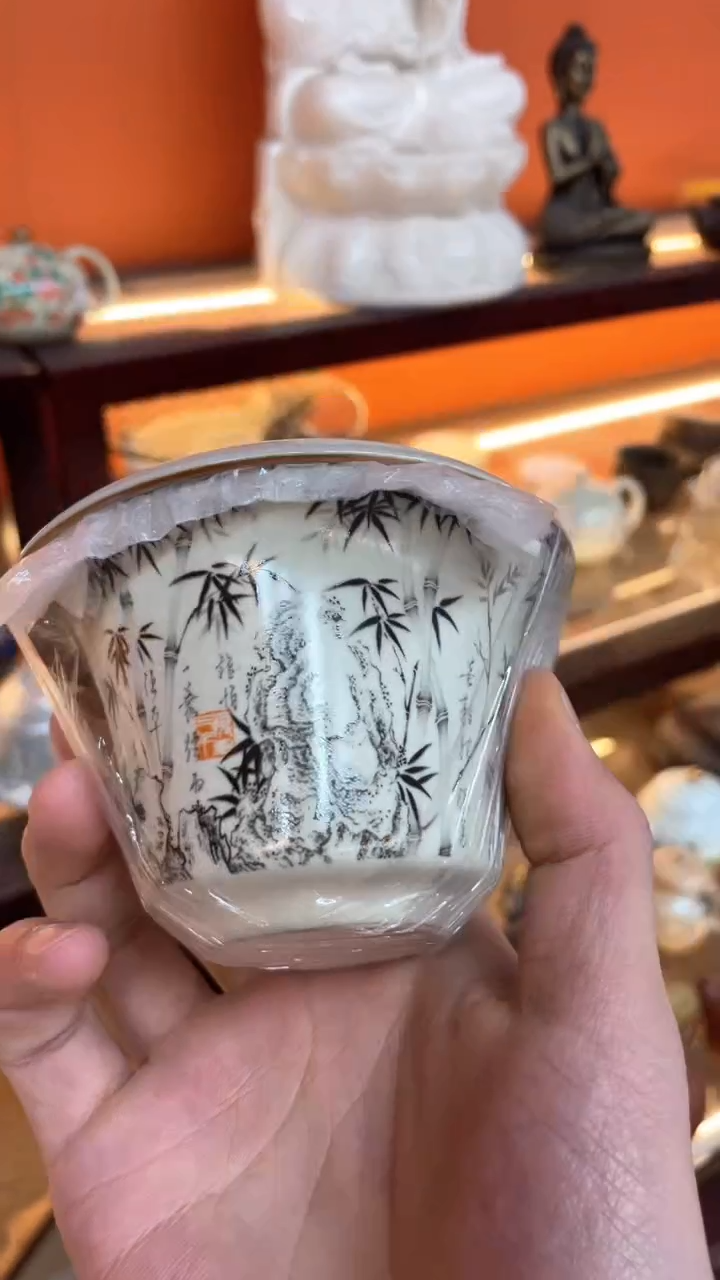 【闪购商品】瓷片@@@@@@@@@@@墨竹盖碗