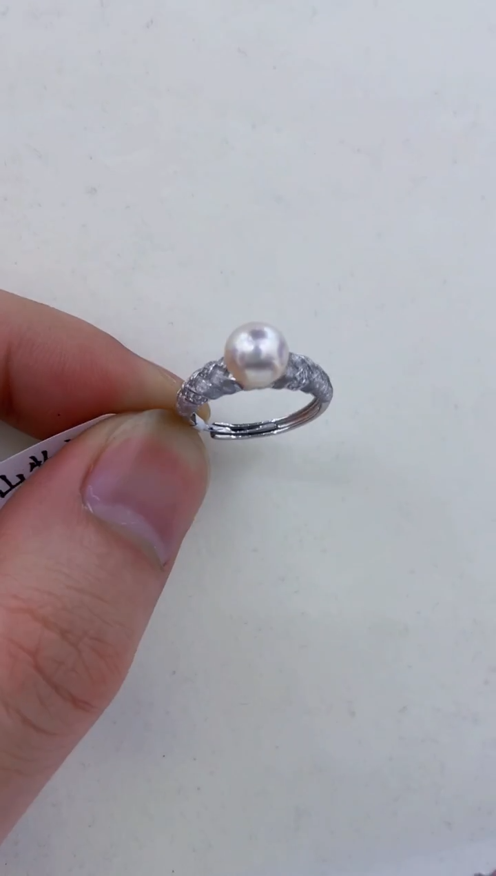 银S925镶嵌戒指海水珍珠  