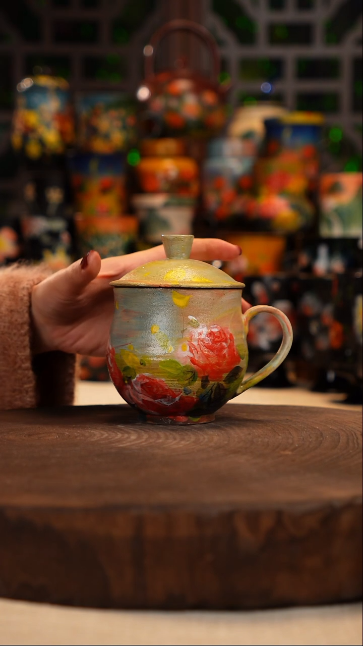 油画   手绘釉下彩   杯子