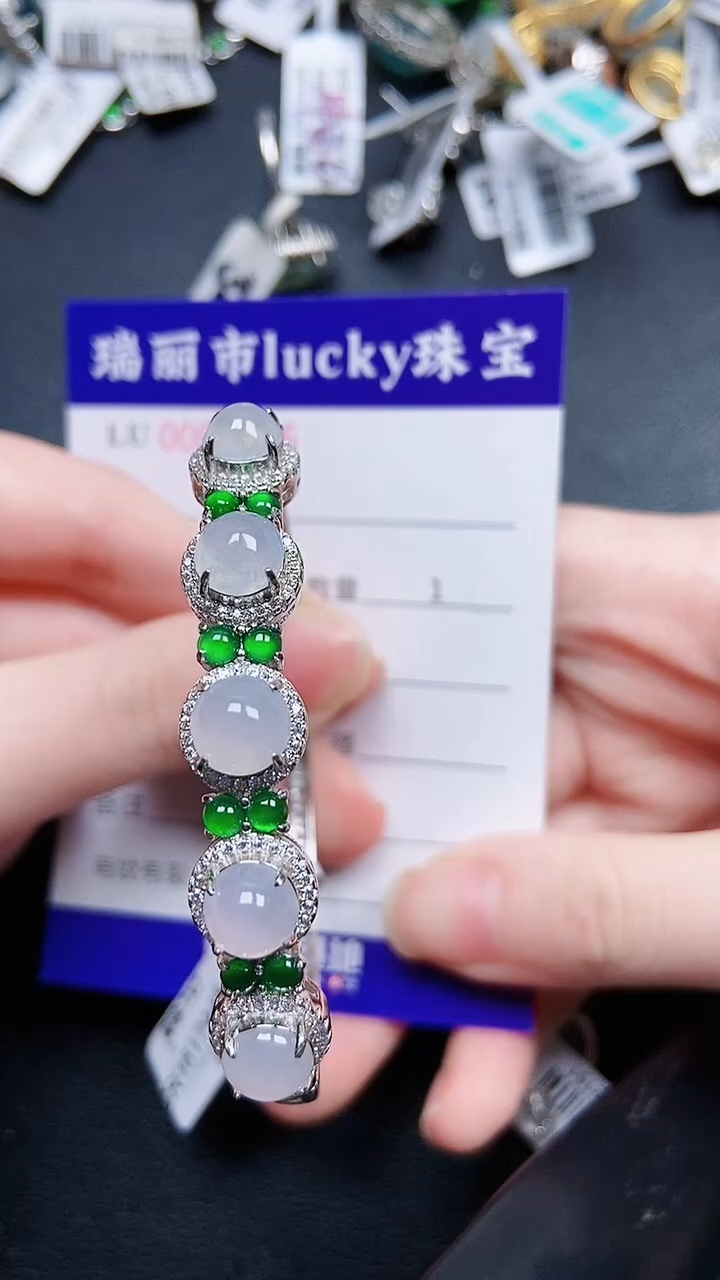 颈饰银S925镶嵌翡翠0376