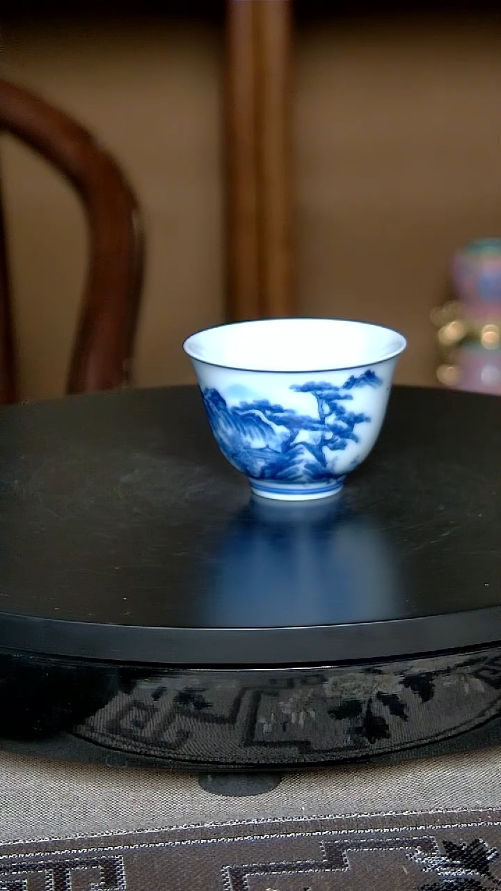 景德镇手工青花山水杯（无内绘）
