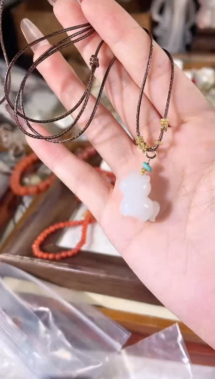 项链银S925镶嵌和田玉多样性发其一孤品默认微瑕