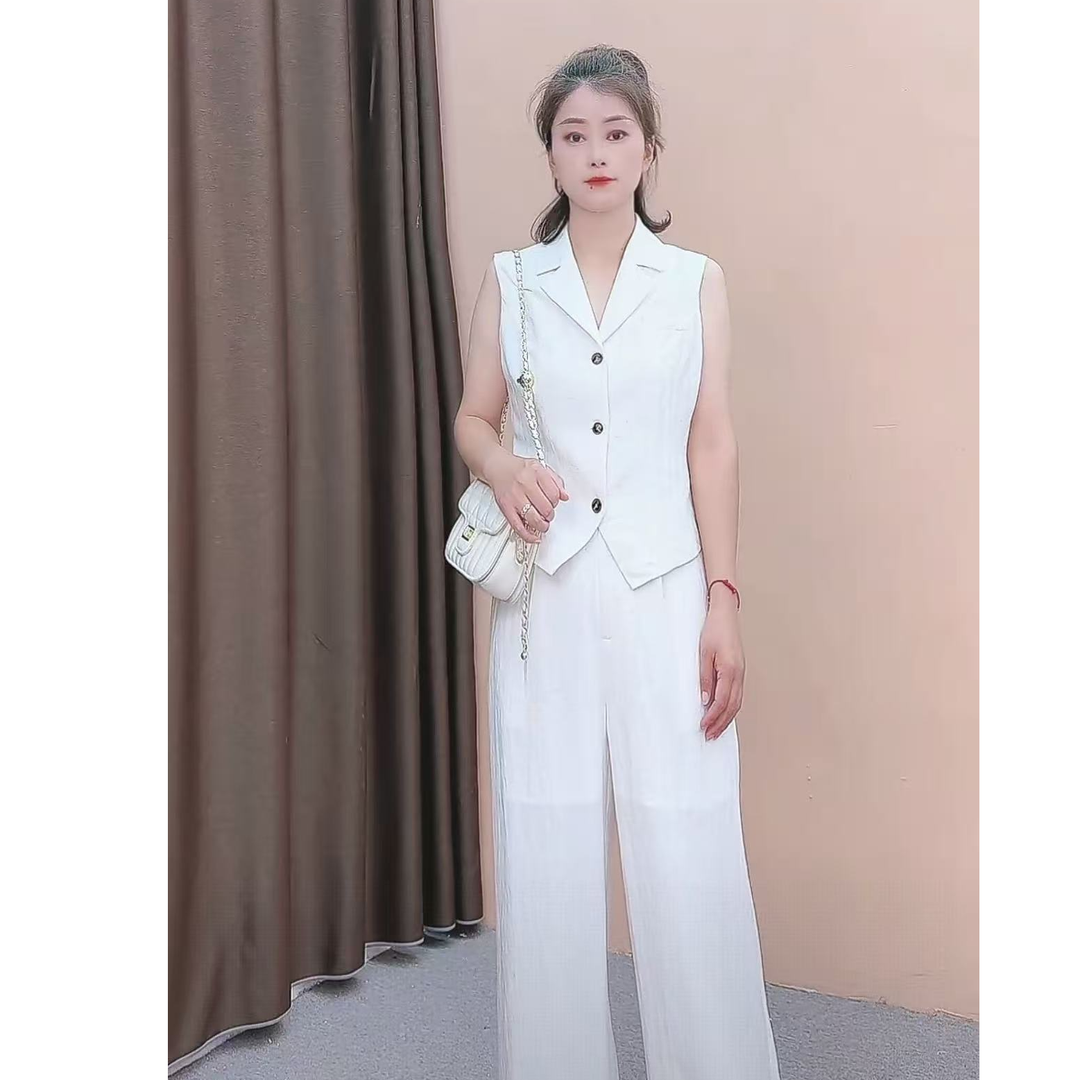 2025夏季新款老钱风气质穿搭高级感西装马甲阔腿裤套装BN25416