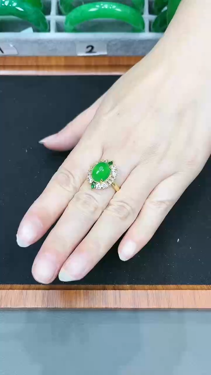 【闪购商品】翡翠戒指未镶嵌s2 正阳绿鸽子蛋戒指