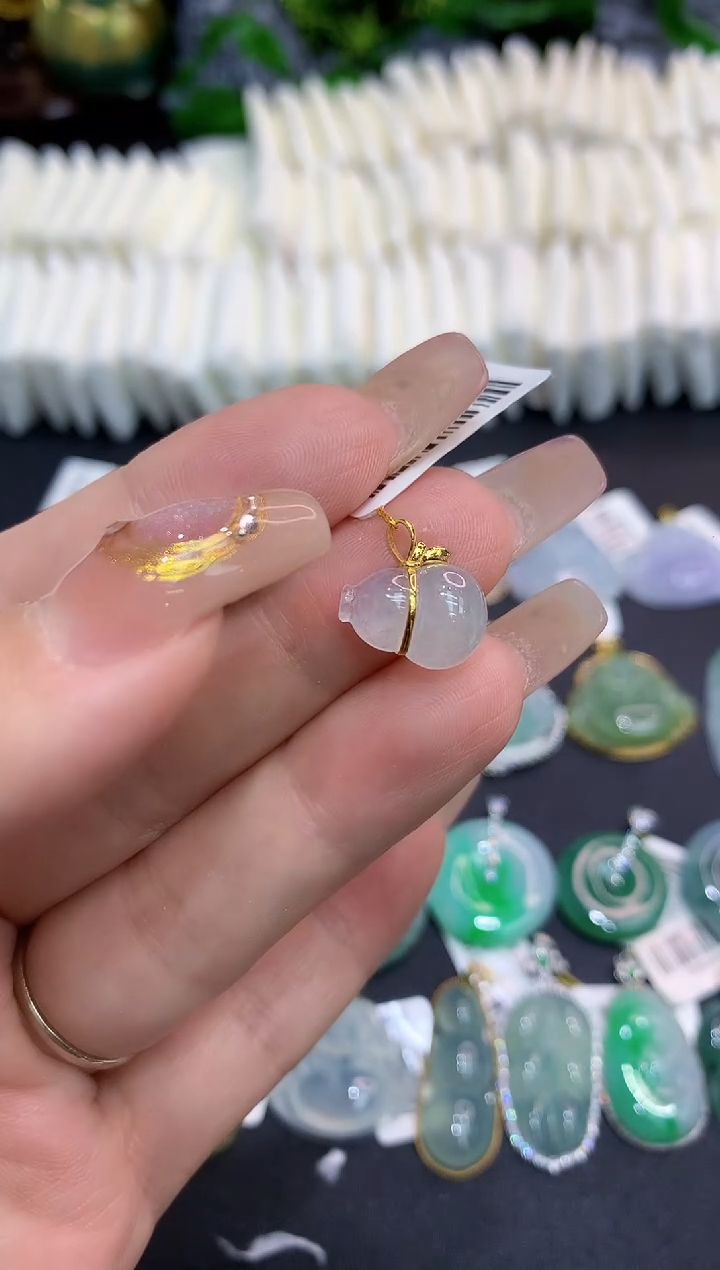 翡翠18K金镶嵌吊坠(不含链)11111