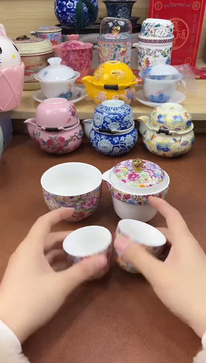 陶陶瓷茶具摆件旅行套组