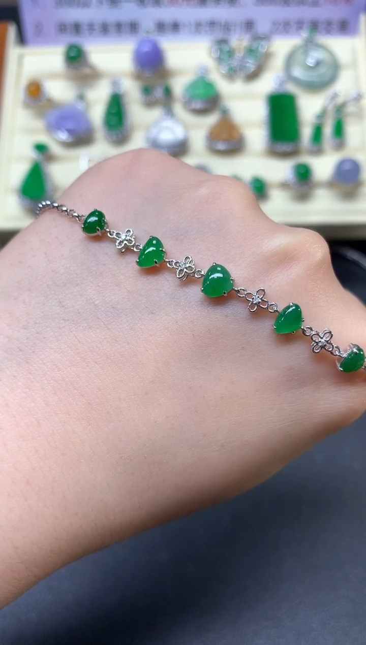 【闪购商品】翡翠手链18K金镶嵌手链|3550+355