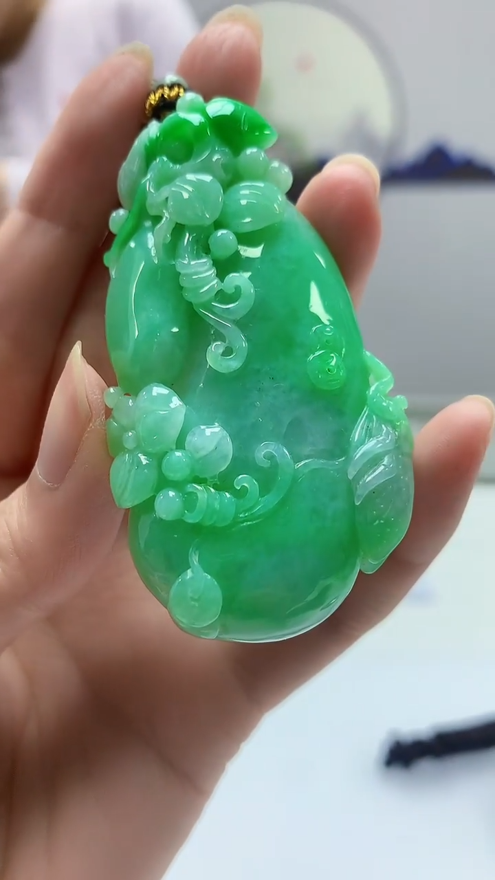 【闪购商品】定制翡翠未镶嵌4902zm-毛货挂件瓜165