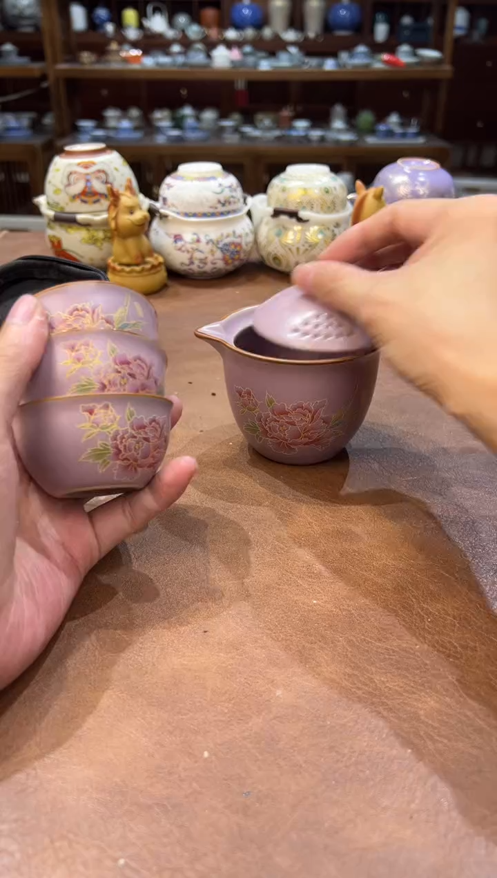 真的很便宜超好看会开片的旅行茶具