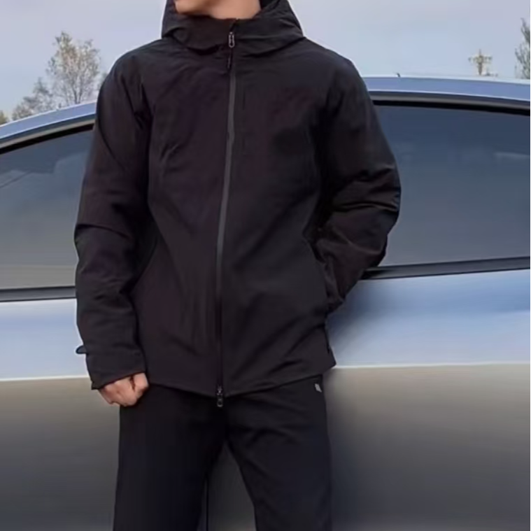 MR-字母款KKLL男士户外运动羽绒连帽防水防风保暖外套