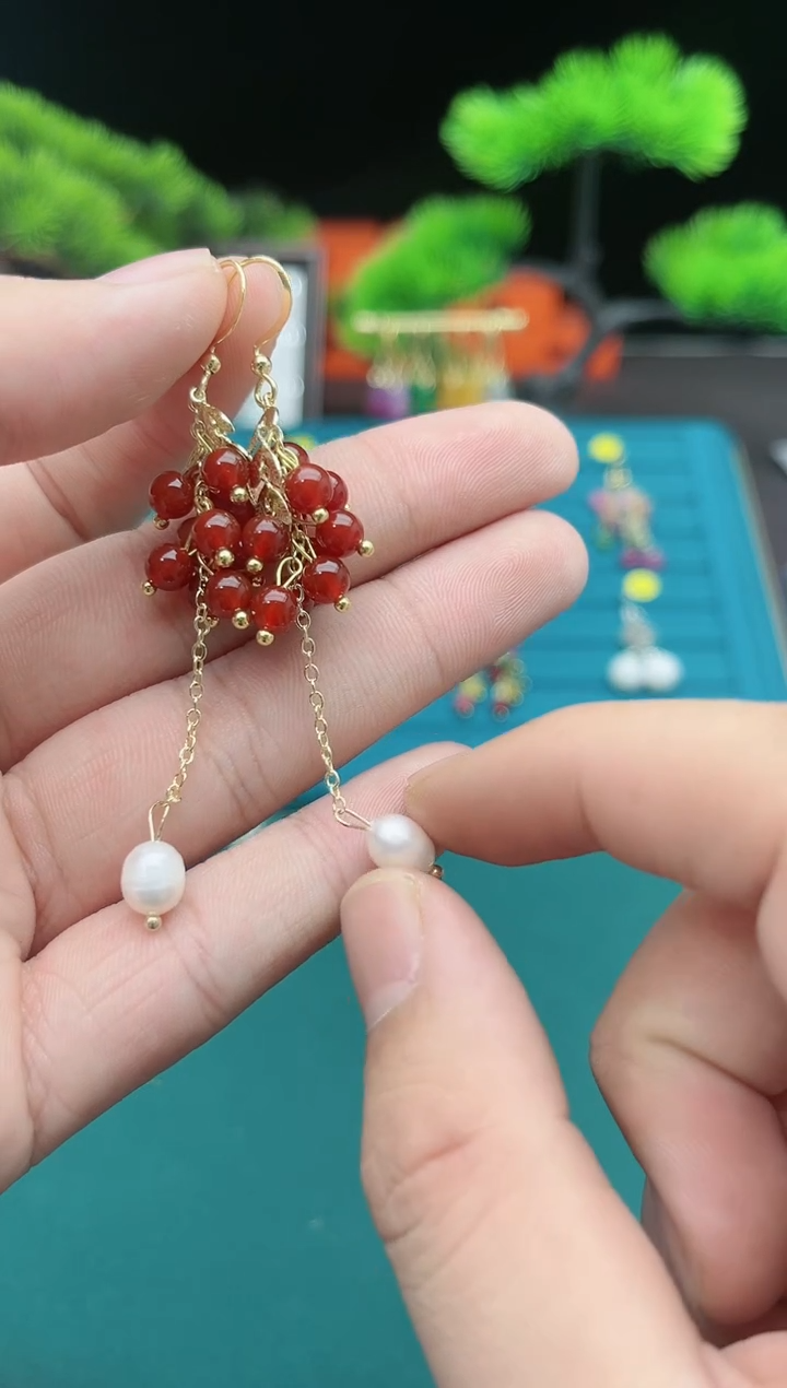 【闪购商品】南红玛瑙耳饰银S925镶嵌5276000