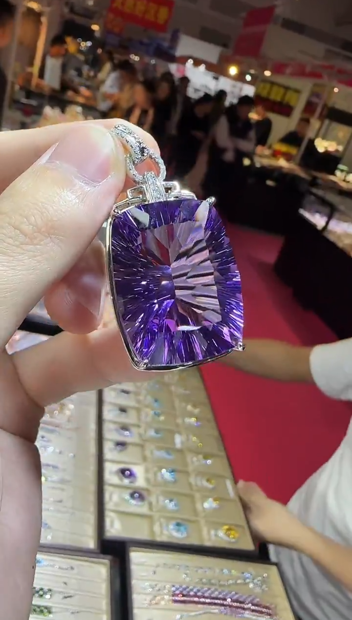 颈饰银S925镶嵌紫晶90ct25*35mm帝王紫展会高货
