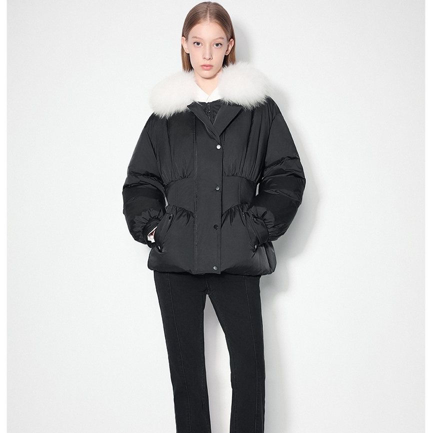 SALT.P可颜24年时尚保暖新款狐狸毛领收腰结构感羽绒服AC34508260