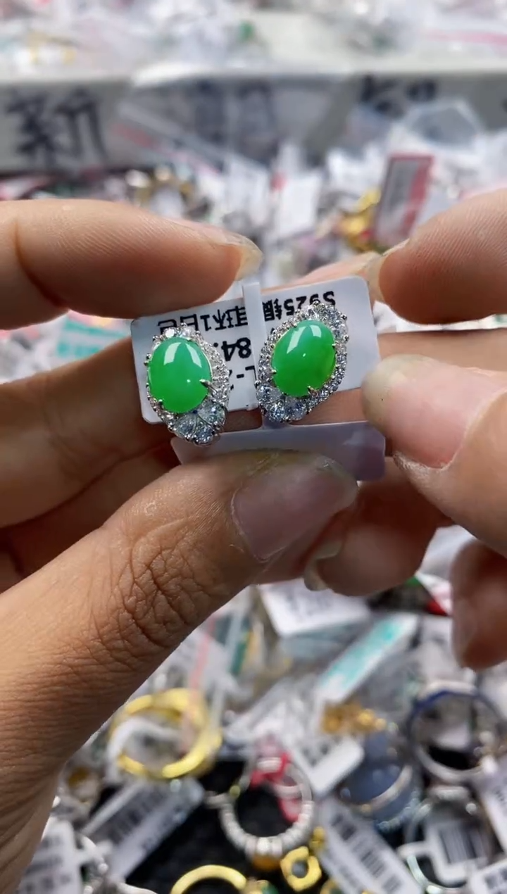 银S925镶嵌戒指翡翠5555**----6