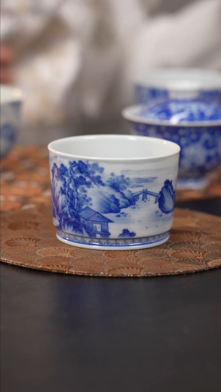【闪购商品】杯看山柴窑青花浔阳八景