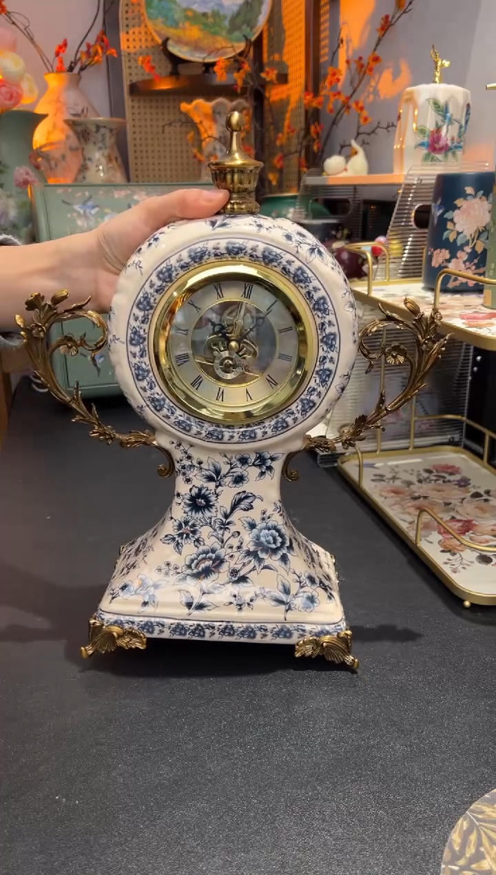  外贸陶瓷铁艺家居百货-机械钟表摆件