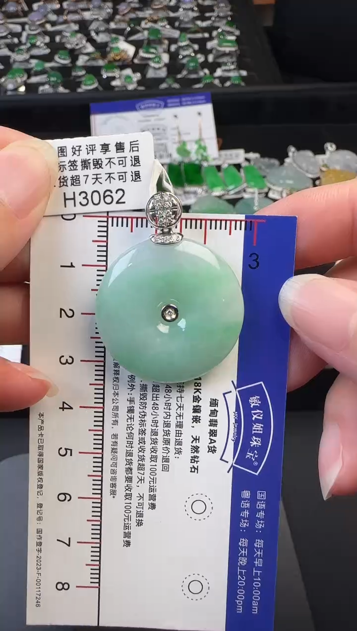 翡翠18K金镶嵌颈饰H3062平安扣
