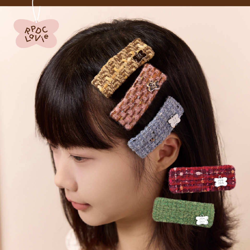 RPDCLaVie「森林格纹」长宽型面料气质刘海夹BB夹手工网红可爱编织