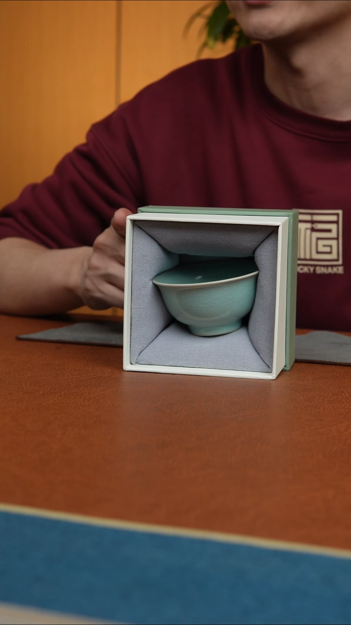 杯汝州原产地原矿釉仿古冰片压手杯