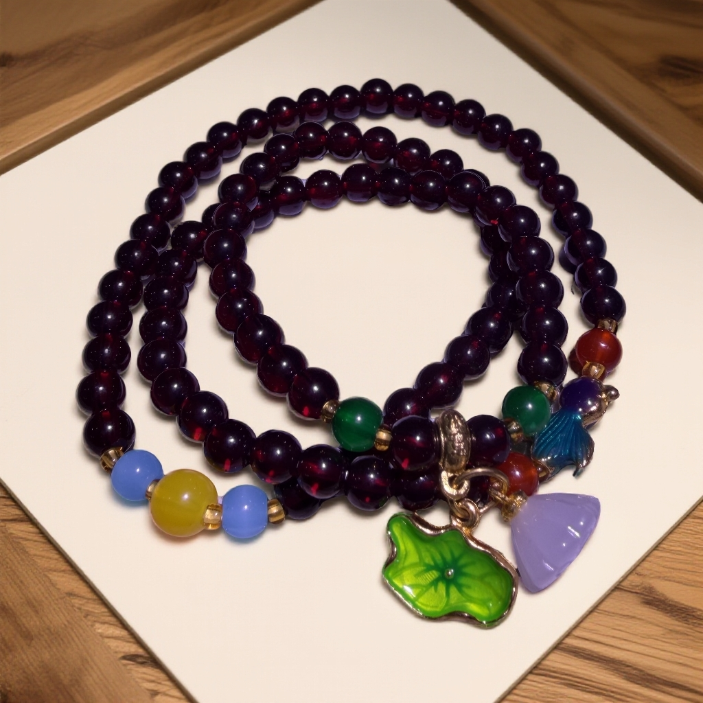 石榴石设计荷叶莲花   多圈