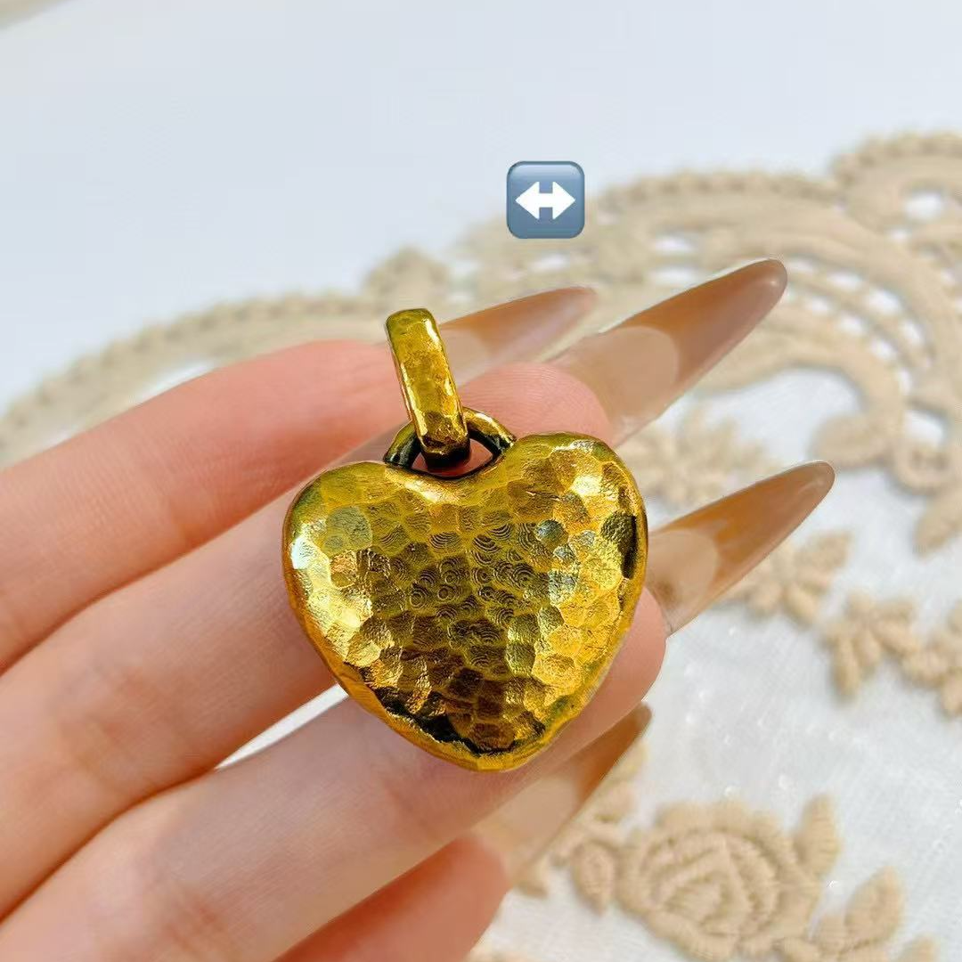 周帝王（定金）黄金电黑工艺足金爱心吊坠精美潮流时尚纯金百搭