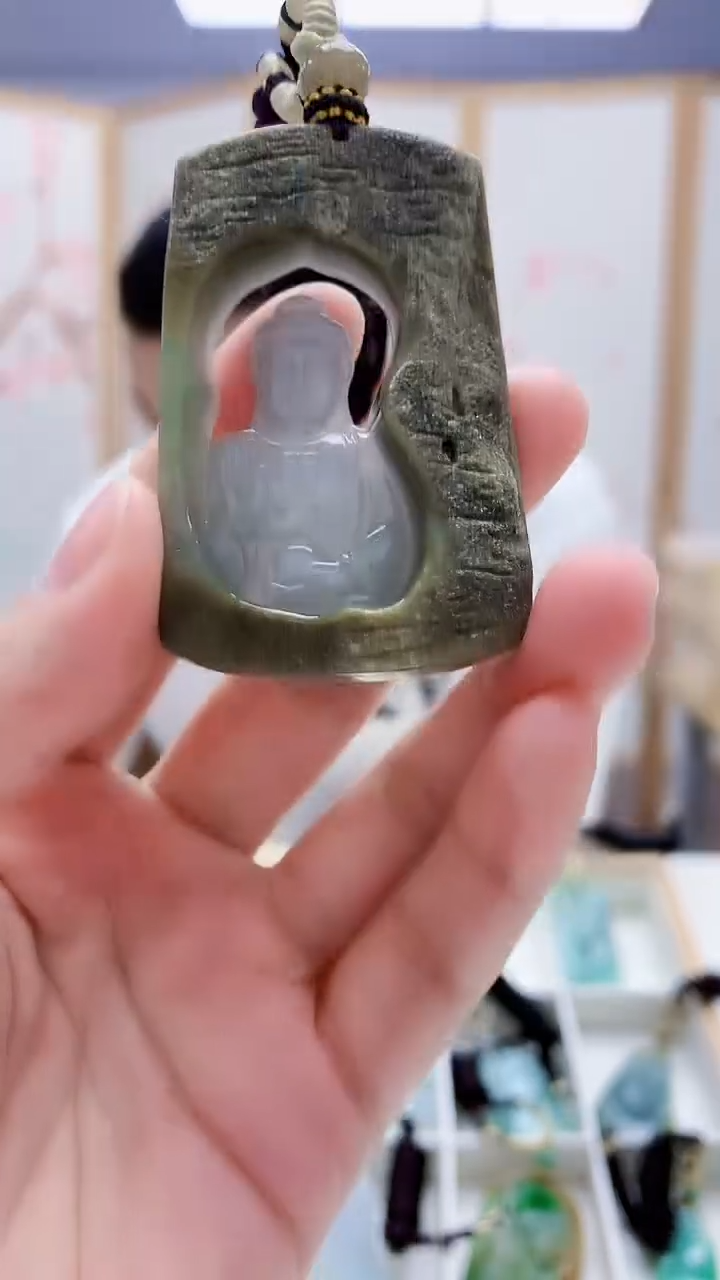 未镶嵌定制翡翠4898lr-毛货挂件46