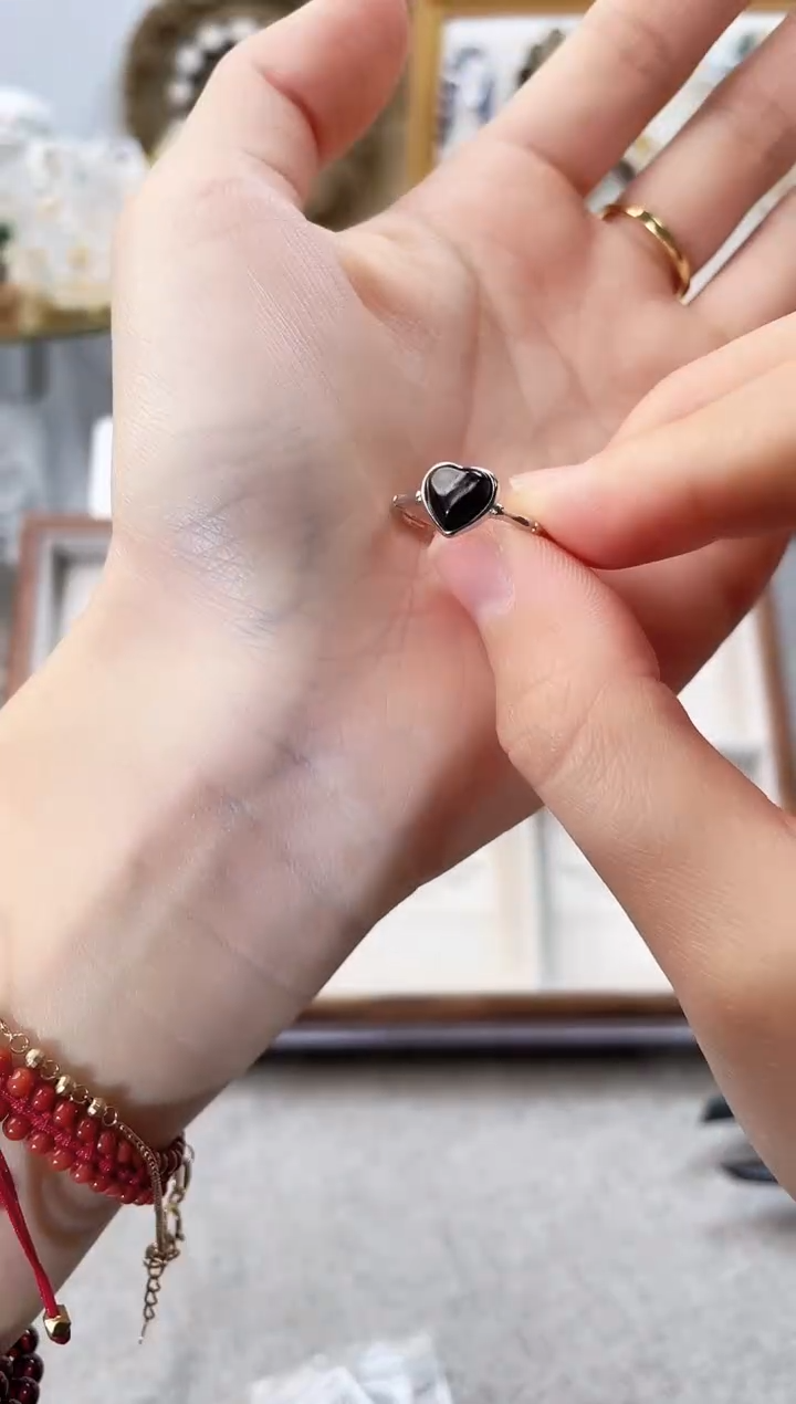 银S925镶嵌戒指水晶金运石戒指