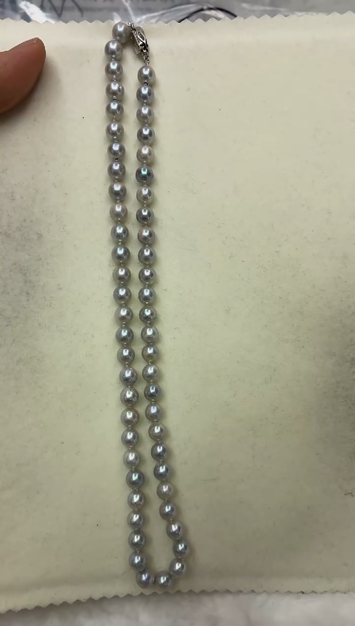 未镶嵌DA海水珍珠灰珠串链7-8 y642