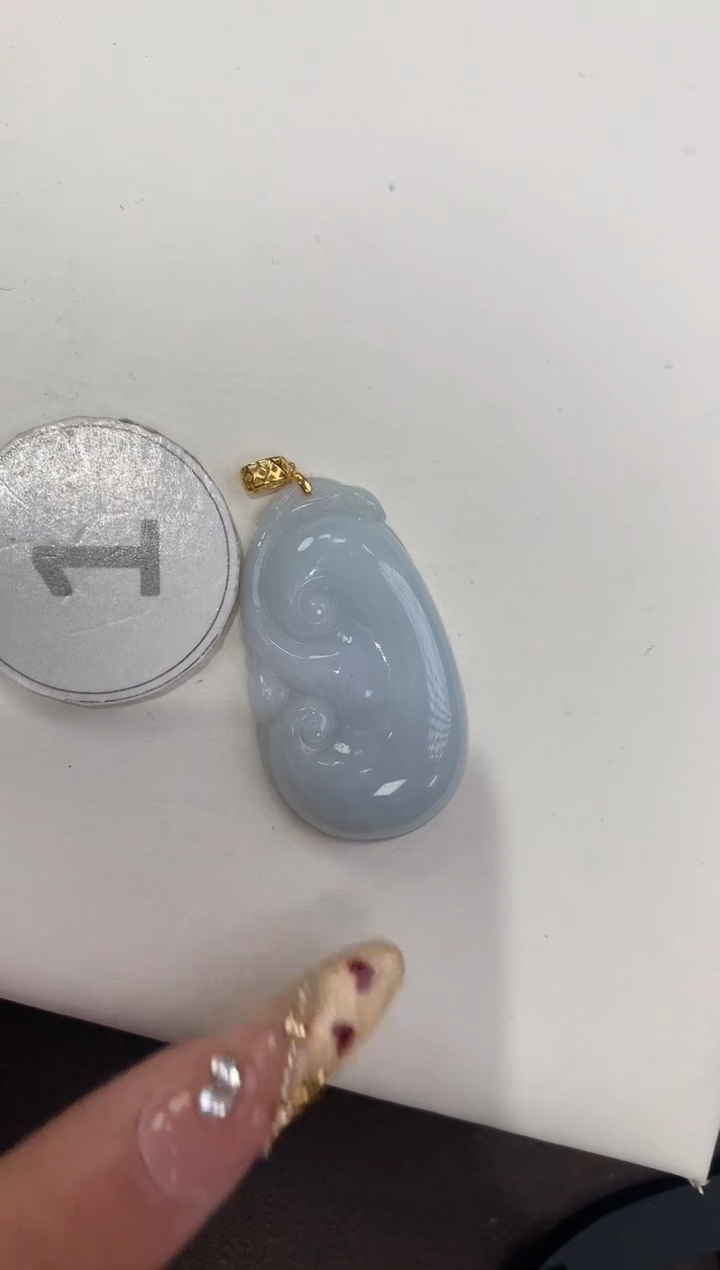 颈饰18K金镶嵌翡翠天然缅甸a货翡翠