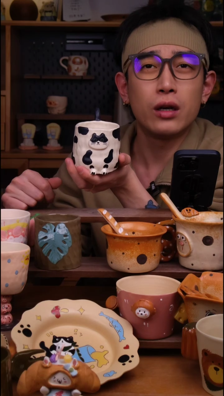杯子陶景德镇可爱设计师款陶瓷