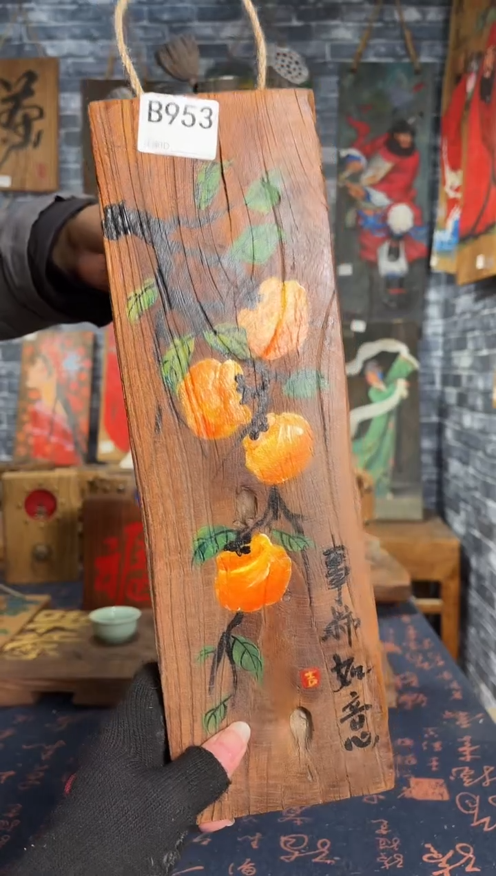 风化老门板丙烯画