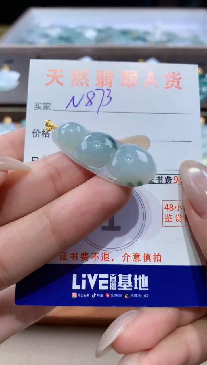 颈饰18K金镶嵌翡翠天然翡翠A货挂件