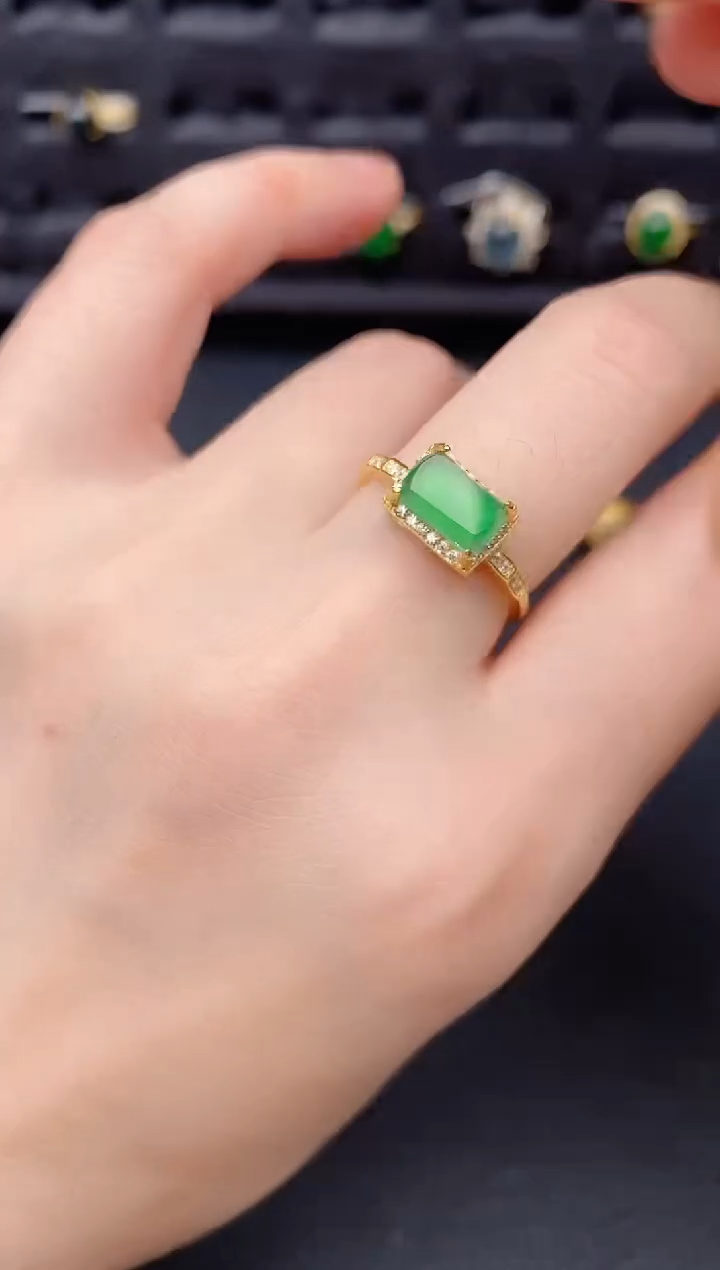 银S925镶嵌戒指翡翠天然a货翡翠192