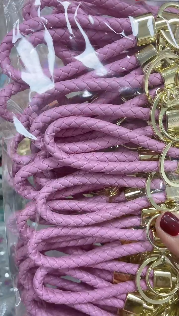 玻璃0960皮绳钥匙扣10个粉色