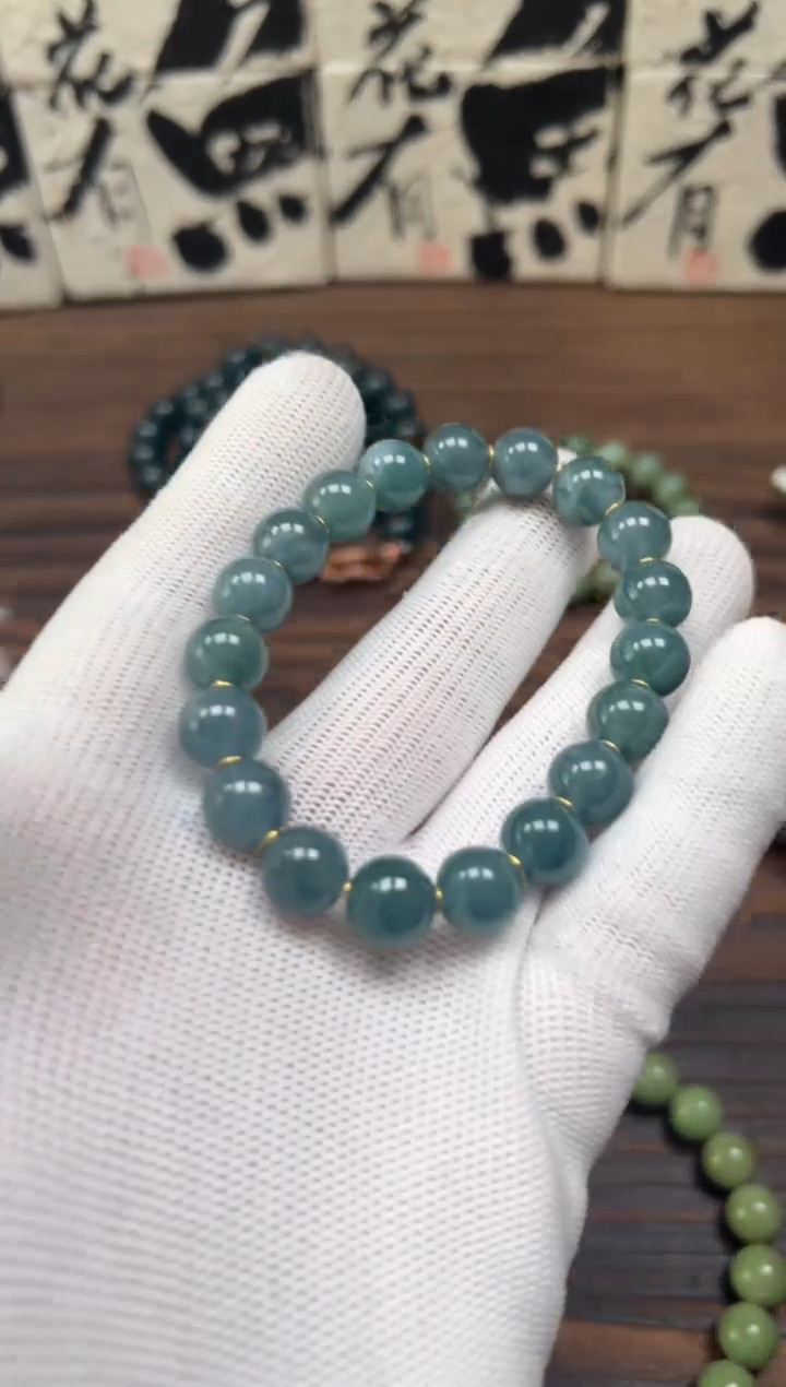 【闪购商品】翡翠手链18K金镶嵌翡翠手串