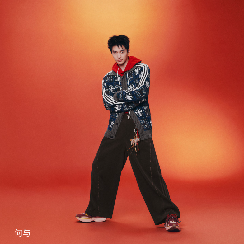 adidas/阿迪达斯【新年款】何与款男子休闲日常宽松运动裤 KT0683