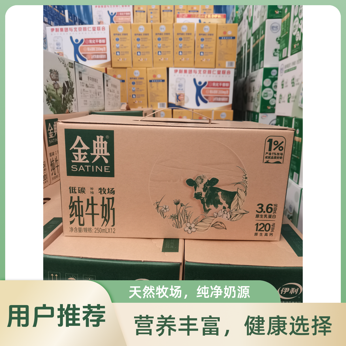 【拍一发二】3月金典低碳纯牛奶250ml*12盒