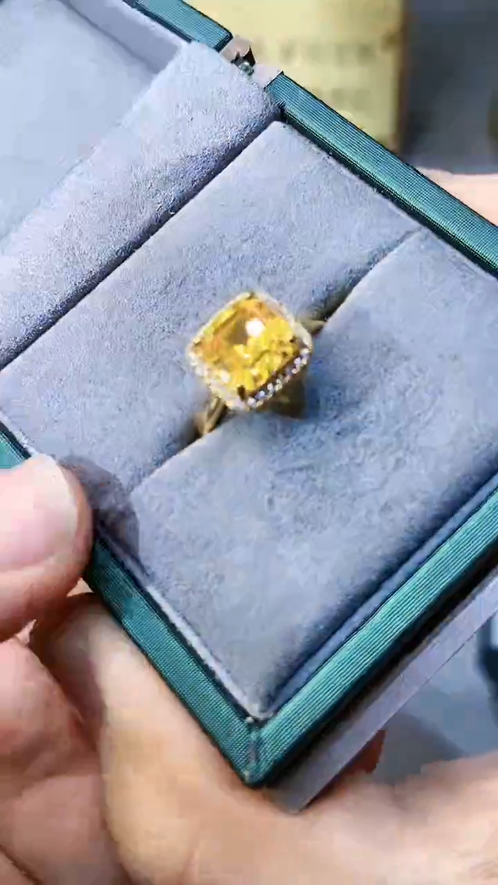 【闪购商品】黄晶戒指银S925镶嵌1564