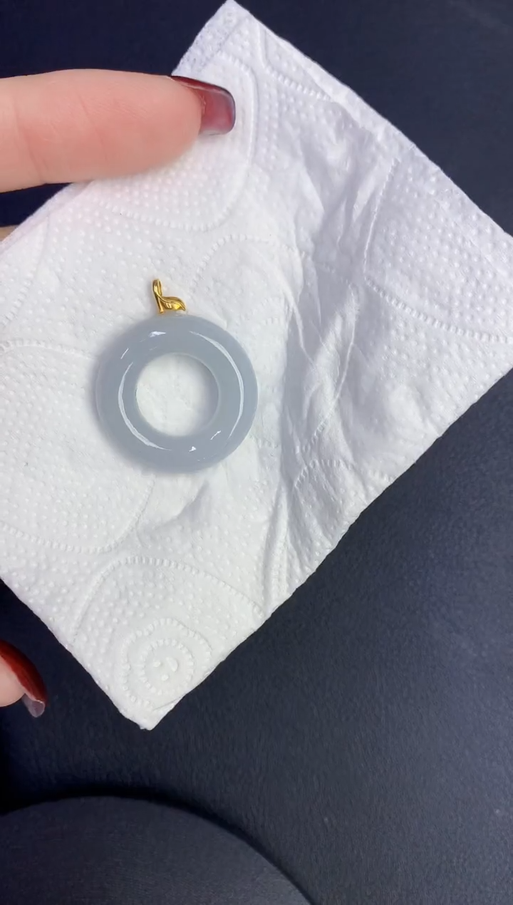 颈饰18K金镶嵌翡翠缅甸天然翡翠a货