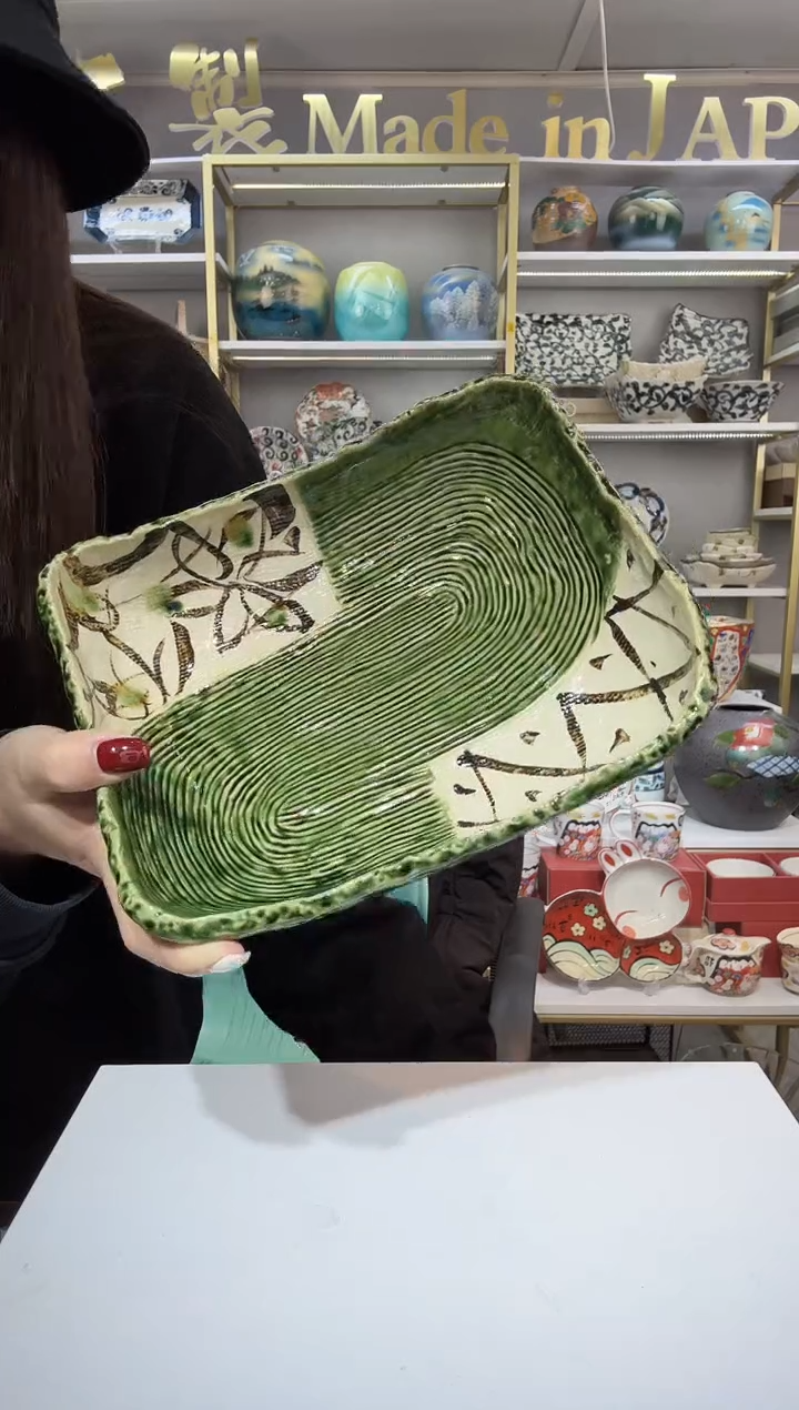 瓷织部间取花长方形钵(圆角)20cm*16.5cm