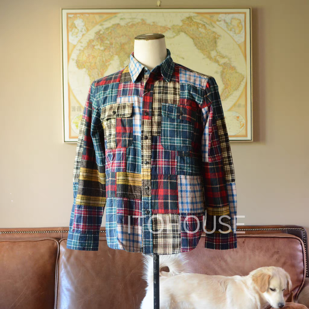 ITOHOUSE出品 法兰绒色织格子百家布乞丐衬衫