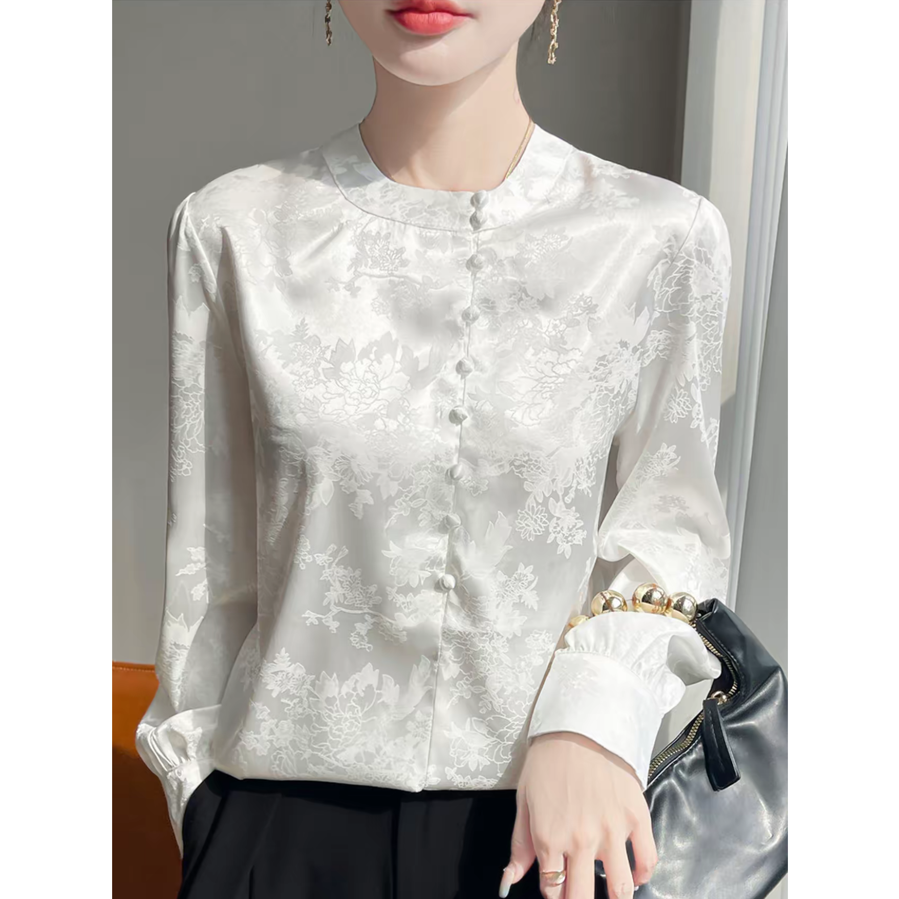 秋季新款衬衫女新中式百搭洋气气质长袖时尚打底复古小众