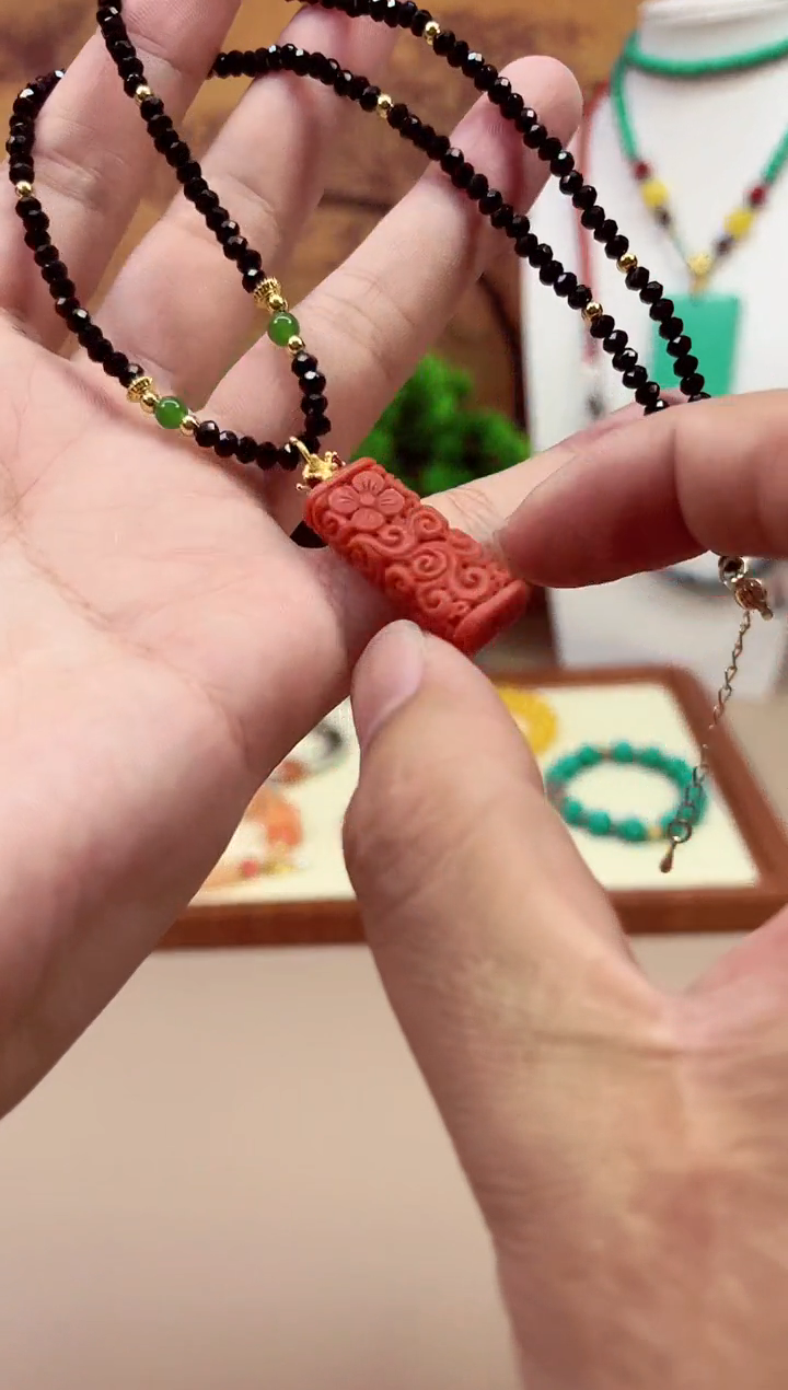 南红玛瑙14K金镶嵌颈饰X313