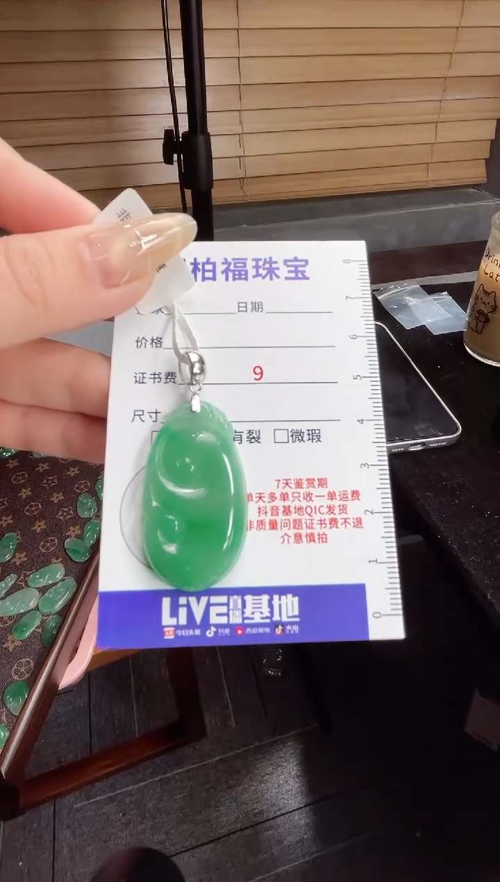 吊坠(不含链)银S925镶嵌石英质玉（非洲翠）如意28.799