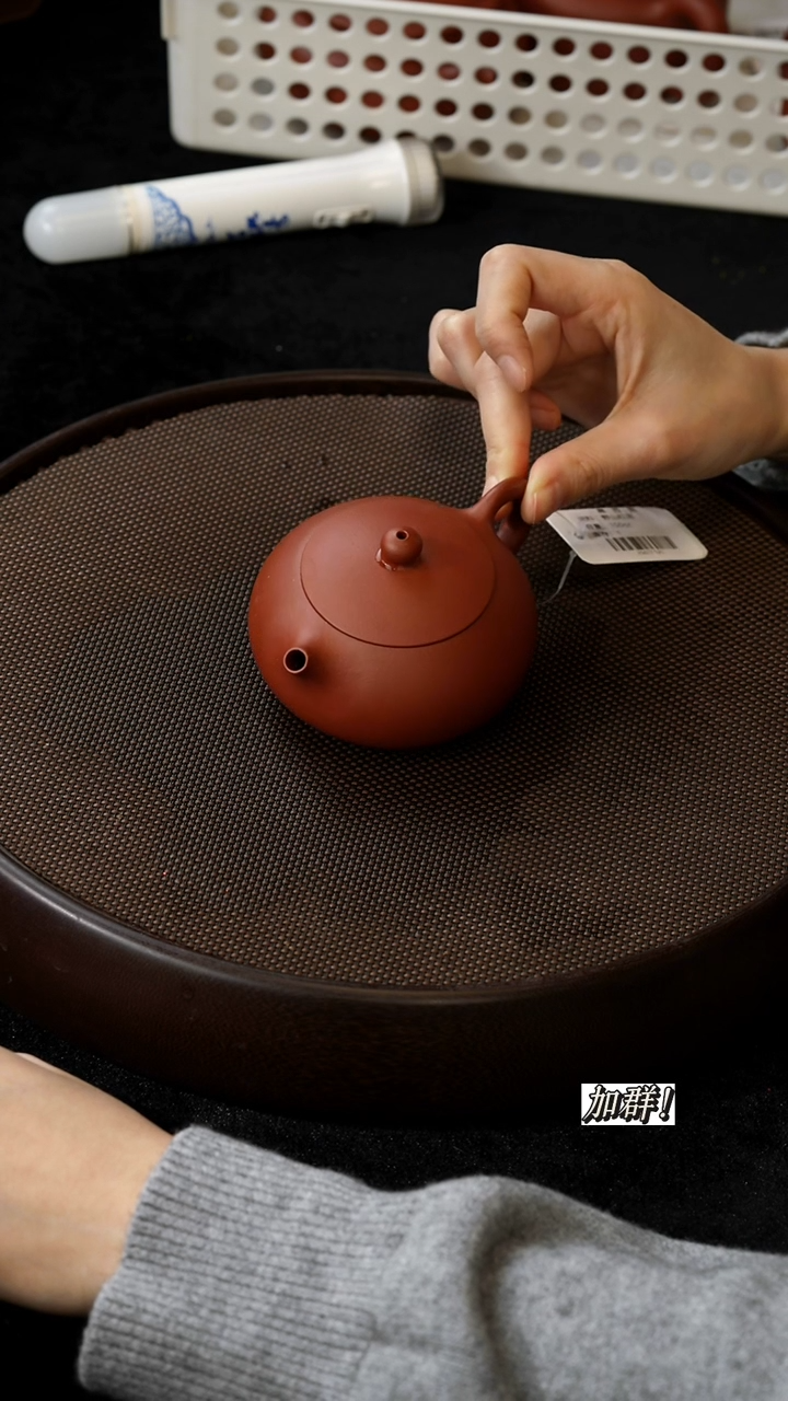 茶壶紫砂ZS017125野山红泥扁西施150c